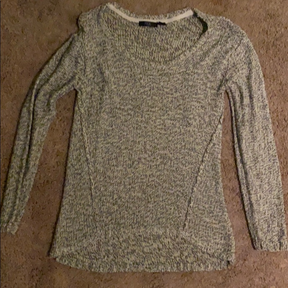 grey and white sweater